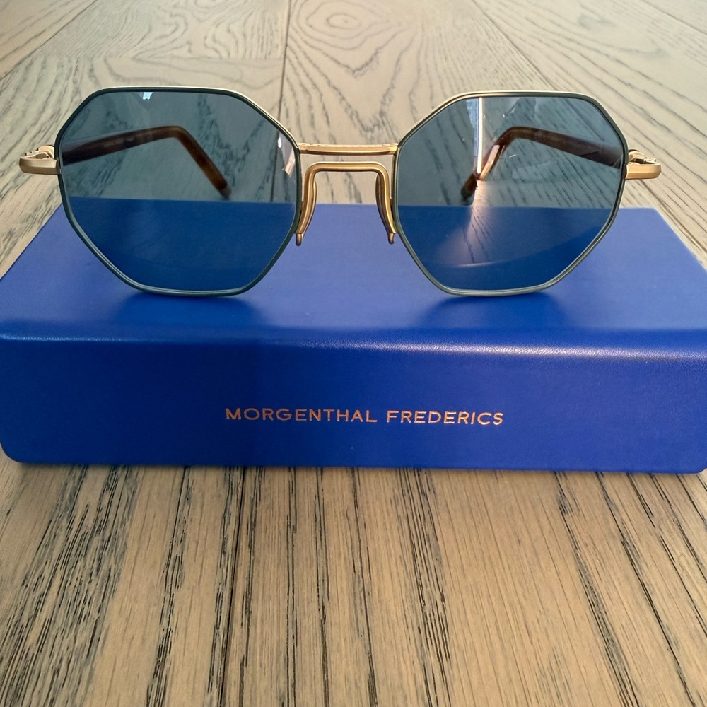 MORGENTHAL FREDERICS The Ninety Six Matte Gold Blonde Tortoise Glasses